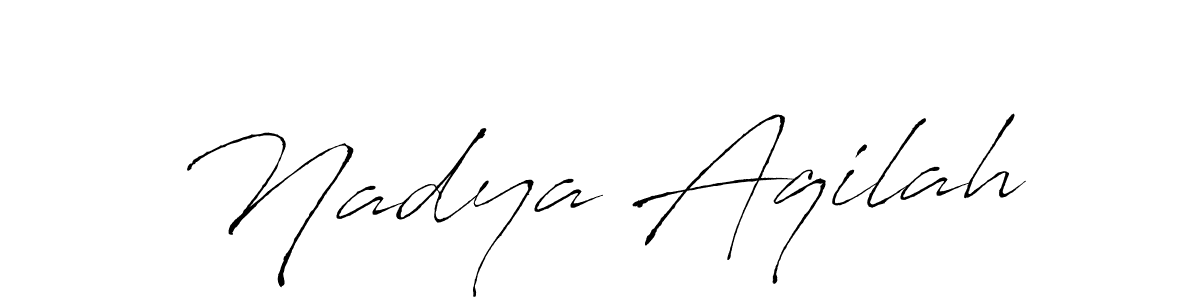 The best way (Antro_Vectra) to make a short signature is to pick only two or three words in your name. The name Nadya Aqilah include a total of six letters. For converting this name. Nadya Aqilah signature style 6 images and pictures png