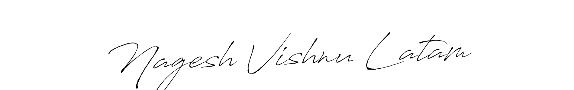 You should practise on your own different ways (Antro_Vectra) to write your name (Nagesh Vishnu Latam) in signature. don't let someone else do it for you. Nagesh Vishnu Latam signature style 6 images and pictures png