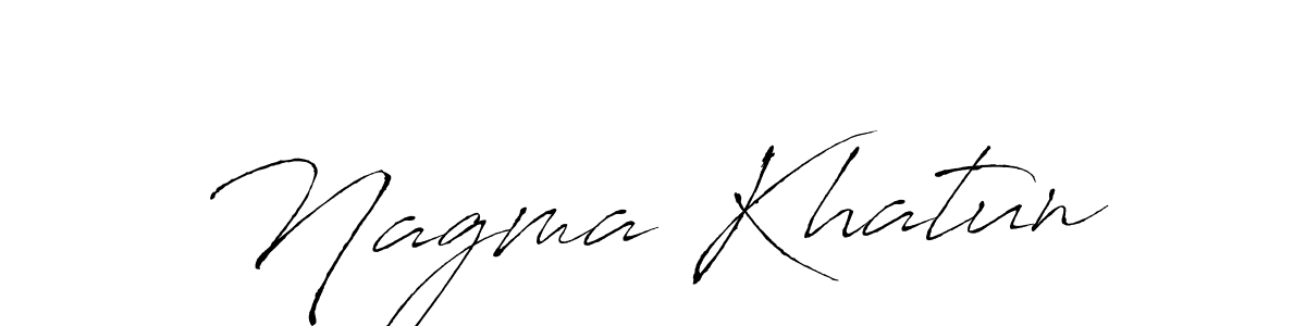 The best way (Antro_Vectra) to make a short signature is to pick only two or three words in your name. The name Nagma Khatun include a total of six letters. For converting this name. Nagma Khatun signature style 6 images and pictures png