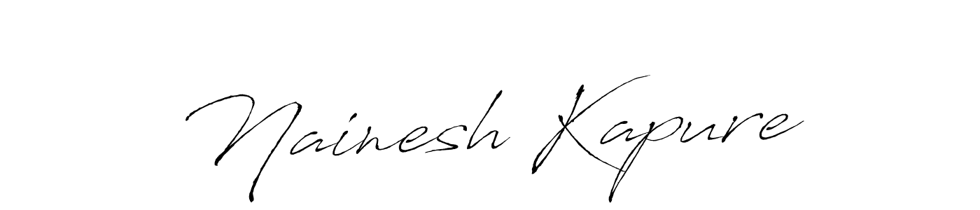 This is the best signature style for the Nainesh Kapure name. Also you like these signature font (Antro_Vectra). Mix name signature. Nainesh Kapure signature style 6 images and pictures png