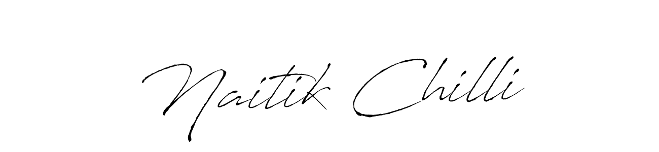 Use a signature maker to create a handwritten signature online. With this signature software, you can design (Antro_Vectra) your own signature for name Naitik Chilli. Naitik Chilli signature style 6 images and pictures png