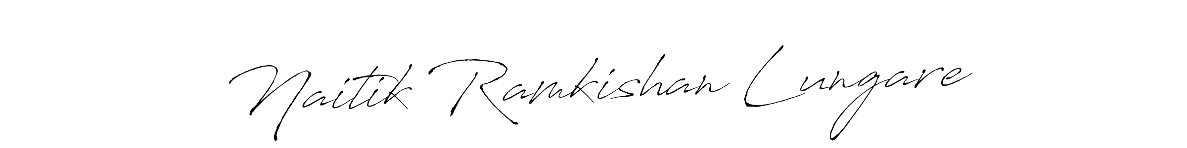if you are searching for the best signature style for your name Naitik Ramkishan Lungare. so please give up your signature search. here we have designed multiple signature styles  using Antro_Vectra. Naitik Ramkishan Lungare signature style 6 images and pictures png