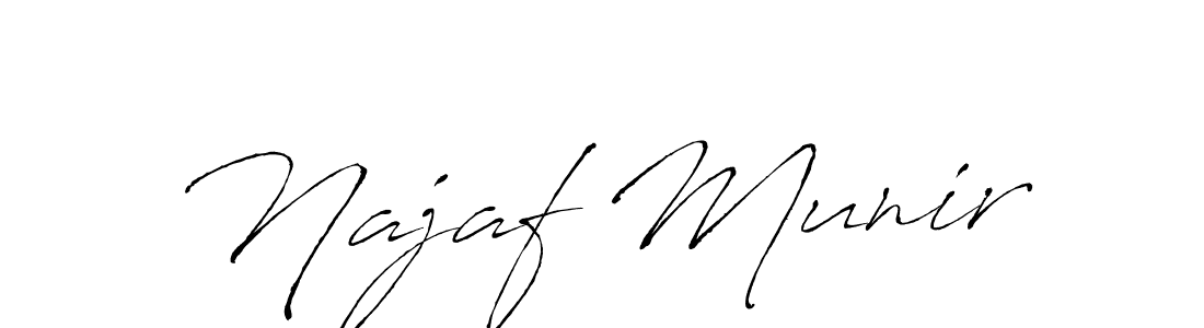 How to make Najaf Munir name signature. Use Antro_Vectra style for creating short signs online. This is the latest handwritten sign. Najaf Munir signature style 6 images and pictures png