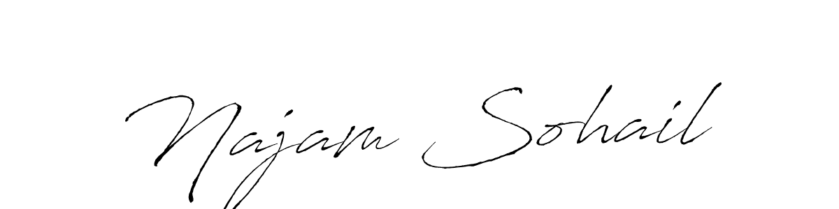 Use a signature maker to create a handwritten signature online. With this signature software, you can design (Antro_Vectra) your own signature for name Najam Sohail. Najam Sohail signature style 6 images and pictures png