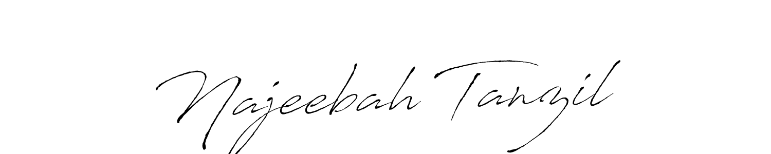 Design your own signature with our free online signature maker. With this signature software, you can create a handwritten (Antro_Vectra) signature for name Najeebah Tanzil. Najeebah Tanzil signature style 6 images and pictures png