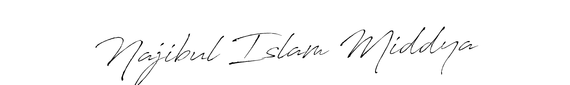 How to make Najibul Islam Middya name signature. Use Antro_Vectra style for creating short signs online. This is the latest handwritten sign. Najibul Islam Middya signature style 6 images and pictures png