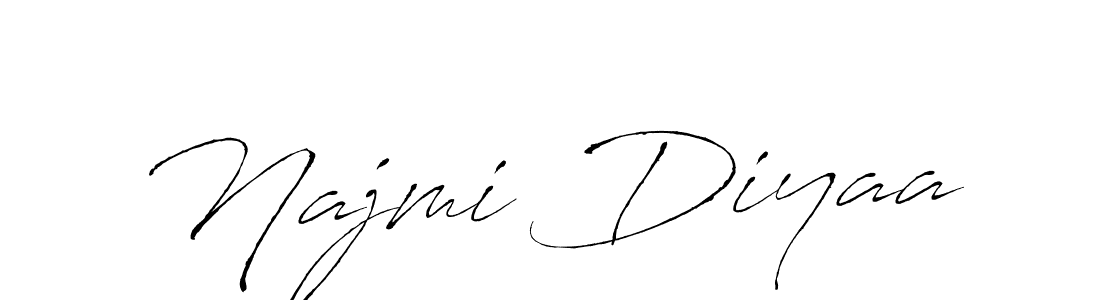 Design your own signature with our free online signature maker. With this signature software, you can create a handwritten (Antro_Vectra) signature for name Najmi Diyaa. Najmi Diyaa signature style 6 images and pictures png