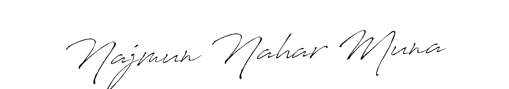 Create a beautiful signature design for name Najmun Nahar Muna. With this signature (Antro_Vectra) fonts, you can make a handwritten signature for free. Najmun Nahar Muna signature style 6 images and pictures png