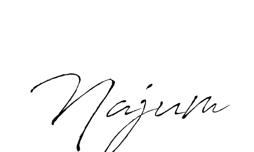 Design your own signature with our free online signature maker. With this signature software, you can create a handwritten (Antro_Vectra) signature for name Najum. Najum signature style 6 images and pictures png