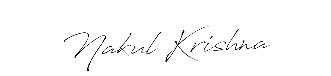 How to make Nakul Krishna name signature. Use Antro_Vectra style for creating short signs online. This is the latest handwritten sign. Nakul Krishna signature style 6 images and pictures png