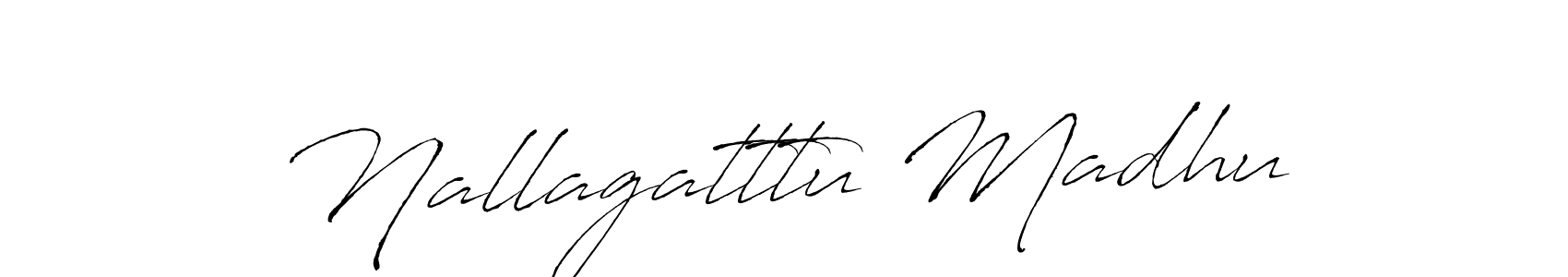 The best way (Antro_Vectra) to make a short signature is to pick only two or three words in your name. The name Nallagatttu Madhu include a total of six letters. For converting this name. Nallagatttu Madhu signature style 6 images and pictures png