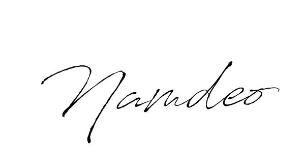 Use a signature maker to create a handwritten signature online. With this signature software, you can design (Antro_Vectra) your own signature for name Namdeo. Namdeo signature style 6 images and pictures png