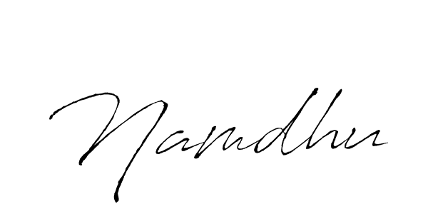 Use a signature maker to create a handwritten signature online. With this signature software, you can design (Antro_Vectra) your own signature for name Namdhu. Namdhu signature style 6 images and pictures png