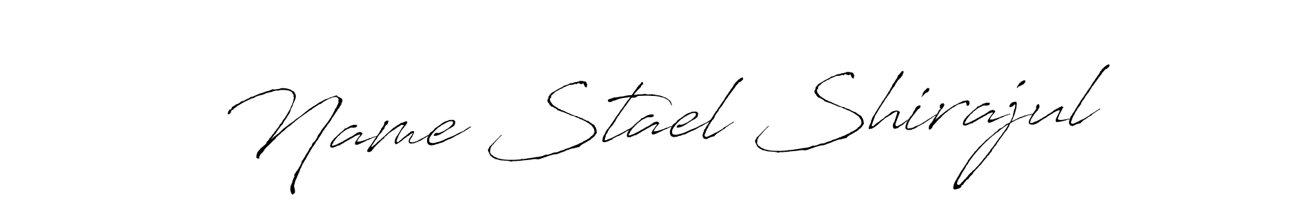 Similarly Antro_Vectra is the best handwritten signature design. Signature creator online .You can use it as an online autograph creator for name Name Stael Shirajul. Name Stael Shirajul signature style 6 images and pictures png