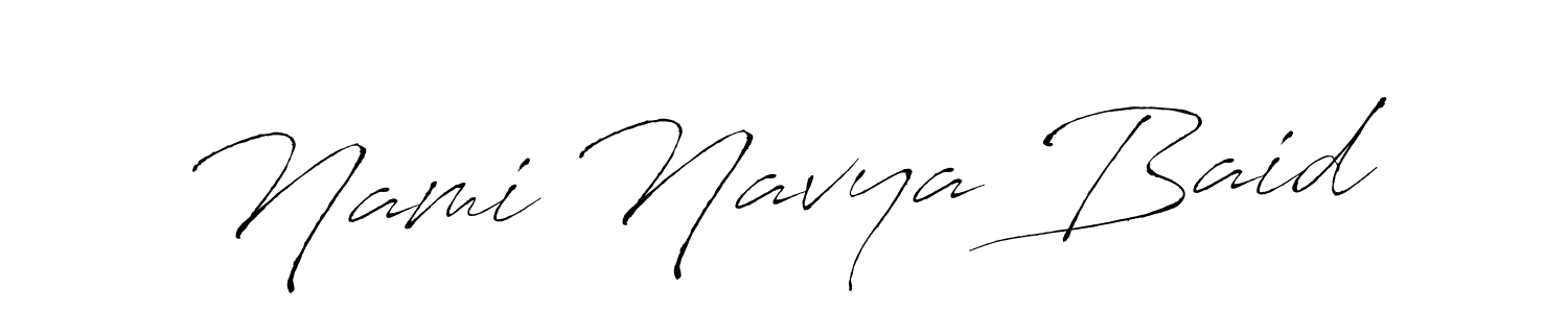 Similarly Antro_Vectra is the best handwritten signature design. Signature creator online .You can use it as an online autograph creator for name Nami Navya Baid. Nami Navya Baid signature style 6 images and pictures png