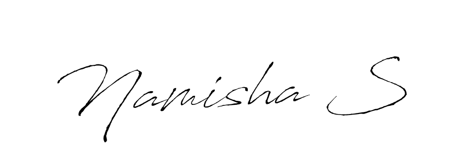 The best way (Antro_Vectra) to make a short signature is to pick only two or three words in your name. The name Namisha S include a total of six letters. For converting this name. Namisha S signature style 6 images and pictures png