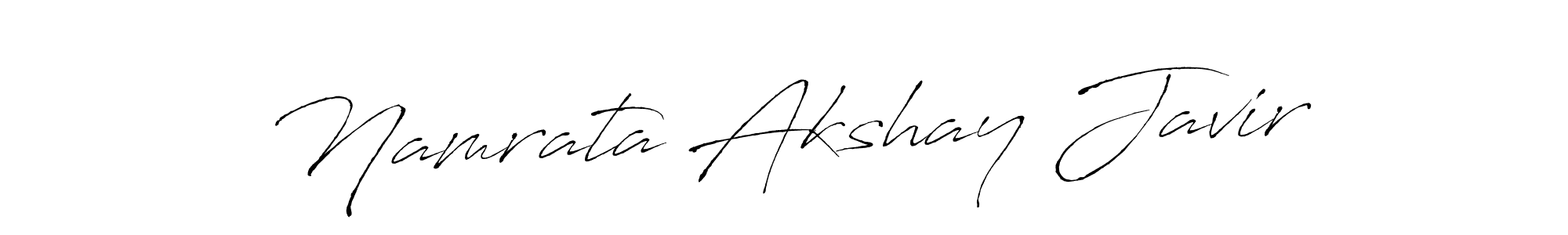 The best way (Antro_Vectra) to make a short signature is to pick only two or three words in your name. The name Namrata Akshay Javir include a total of six letters. For converting this name. Namrata Akshay Javir signature style 6 images and pictures png