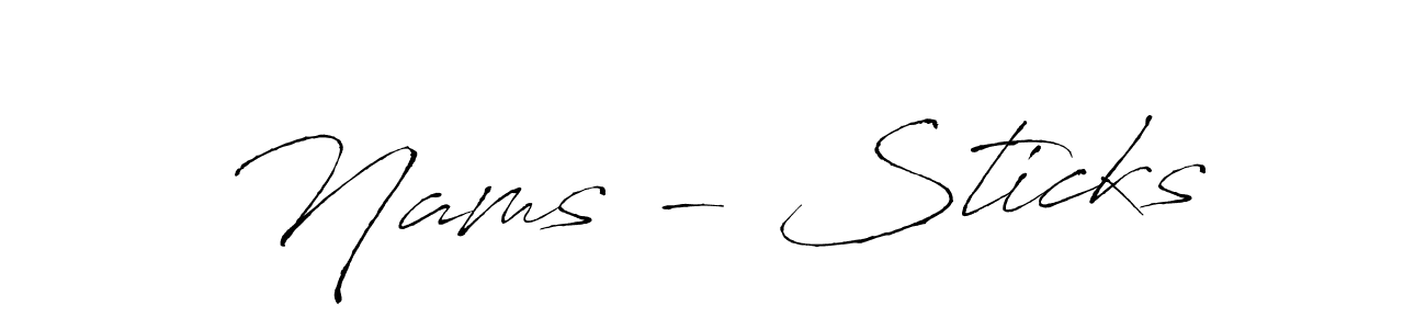 Use a signature maker to create a handwritten signature online. With this signature software, you can design (Antro_Vectra) your own signature for name Nams - Sticks. Nams - Sticks signature style 6 images and pictures png