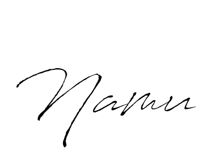 Design your own signature with our free online signature maker. With this signature software, you can create a handwritten (Antro_Vectra) signature for name Namu. Namu signature style 6 images and pictures png