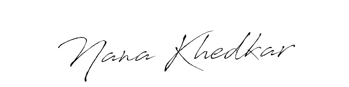 The best way (Antro_Vectra) to make a short signature is to pick only two or three words in your name. The name Nana Khedkar include a total of six letters. For converting this name. Nana Khedkar signature style 6 images and pictures png