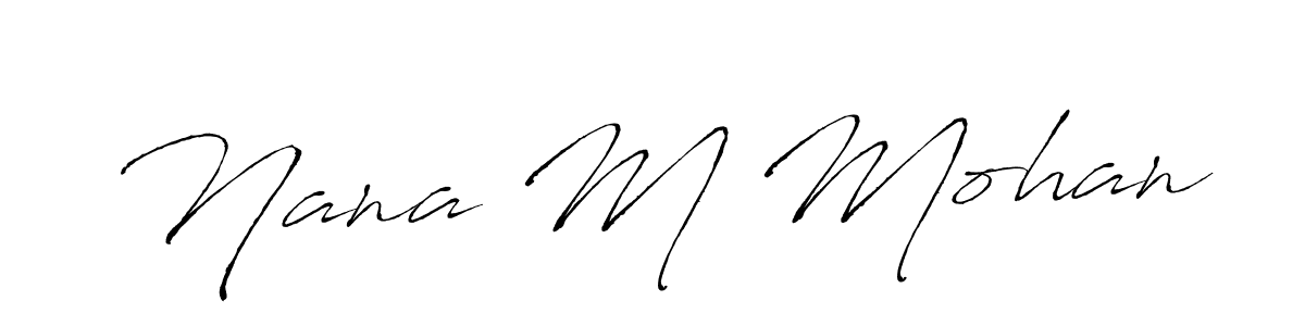 Similarly Antro_Vectra is the best handwritten signature design. Signature creator online .You can use it as an online autograph creator for name Nana M Mohan. Nana M Mohan signature style 6 images and pictures png