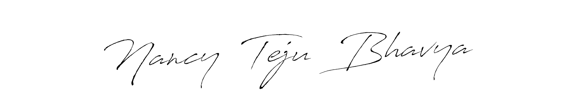 This is the best signature style for the Nancy  Teju  Bhavya name. Also you like these signature font (Antro_Vectra). Mix name signature. Nancy  Teju  Bhavya signature style 6 images and pictures png