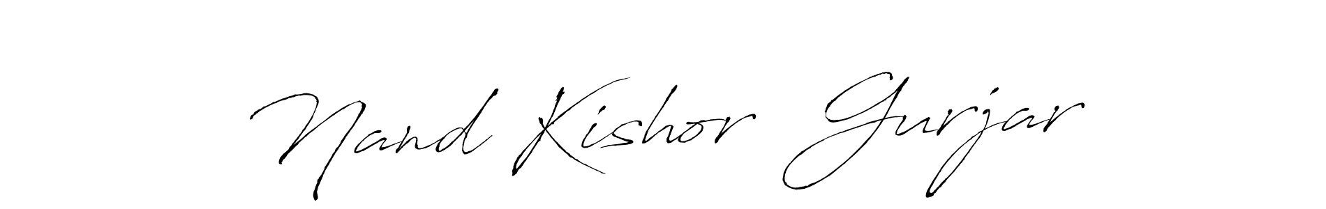 The best way (Antro_Vectra) to make a short signature is to pick only two or three words in your name. The name Nand Kishor  Gurjar include a total of six letters. For converting this name. Nand Kishor  Gurjar signature style 6 images and pictures png