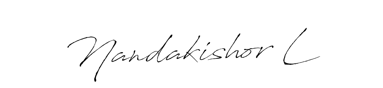 Create a beautiful signature design for name Nandakishor L. With this signature (Antro_Vectra) fonts, you can make a handwritten signature for free. Nandakishor L signature style 6 images and pictures png