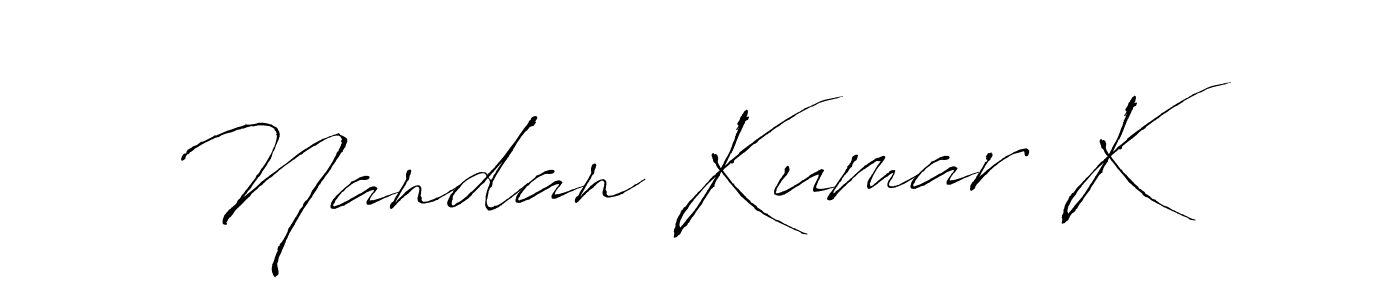 Use a signature maker to create a handwritten signature online. With this signature software, you can design (Antro_Vectra) your own signature for name Nandan Kumar K. Nandan Kumar K signature style 6 images and pictures png