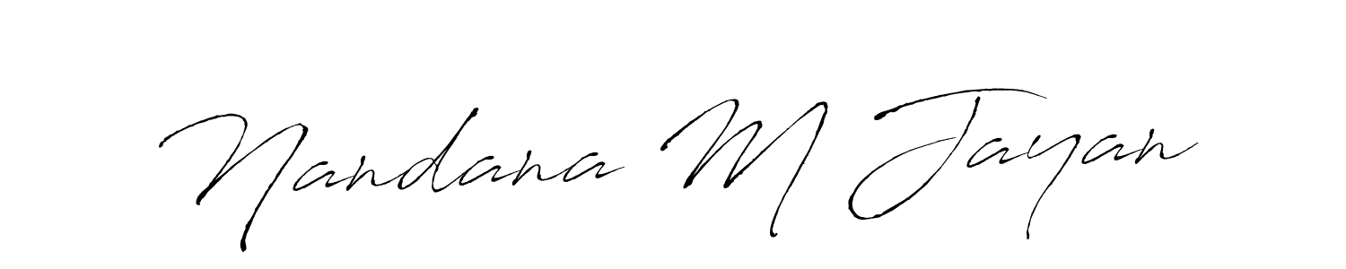 How to make Nandana M Jayan name signature. Use Antro_Vectra style for creating short signs online. This is the latest handwritten sign. Nandana M Jayan signature style 6 images and pictures png
