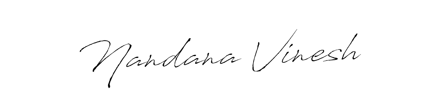 Nandana Vinesh stylish signature style. Best Handwritten Sign (Antro_Vectra) for my name. Handwritten Signature Collection Ideas for my name Nandana Vinesh. Nandana Vinesh signature style 6 images and pictures png