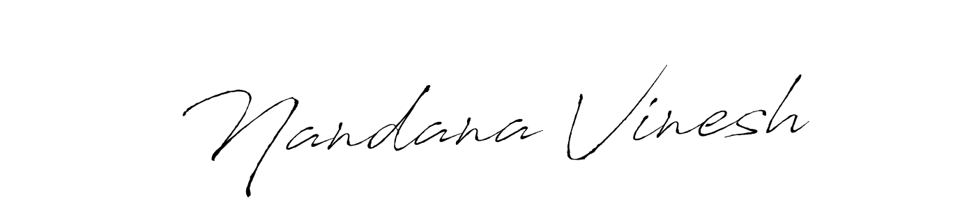 Nandana Vinesh stylish signature style. Best Handwritten Sign (Antro_Vectra) for my name. Handwritten Signature Collection Ideas for my name Nandana Vinesh. Nandana Vinesh signature style 6 images and pictures png