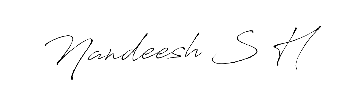 How to make Nandeesh S H name signature. Use Antro_Vectra style for creating short signs online. This is the latest handwritten sign. Nandeesh S H signature style 6 images and pictures png