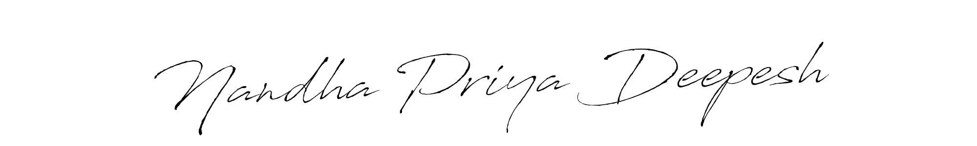 Make a beautiful signature design for name Nandha Priya Deepesh. With this signature (Antro_Vectra) style, you can create a handwritten signature for free. Nandha Priya Deepesh signature style 6 images and pictures png