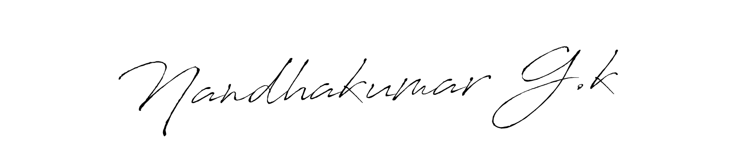 Create a beautiful signature design for name Nandhakumar G.k. With this signature (Antro_Vectra) fonts, you can make a handwritten signature for free. Nandhakumar G.k signature style 6 images and pictures png