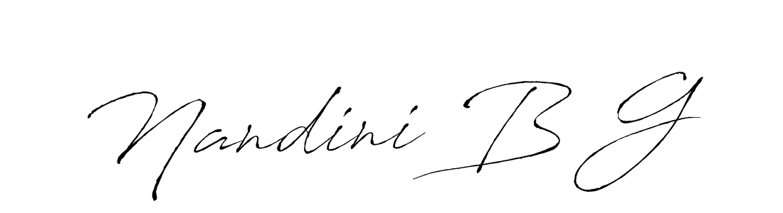 The best way (Antro_Vectra) to make a short signature is to pick only two or three words in your name. The name Nandini B G include a total of six letters. For converting this name. Nandini B G signature style 6 images and pictures png