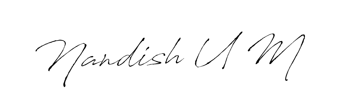 Similarly Antro_Vectra is the best handwritten signature design. Signature creator online .You can use it as an online autograph creator for name Nandish U M. Nandish U M signature style 6 images and pictures png