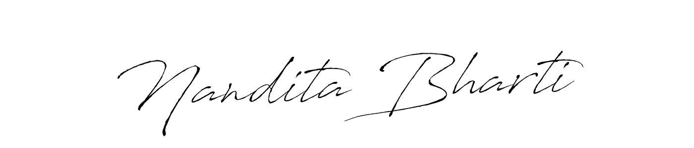 How to make Nandita Bharti name signature. Use Antro_Vectra style for creating short signs online. This is the latest handwritten sign. Nandita Bharti signature style 6 images and pictures png