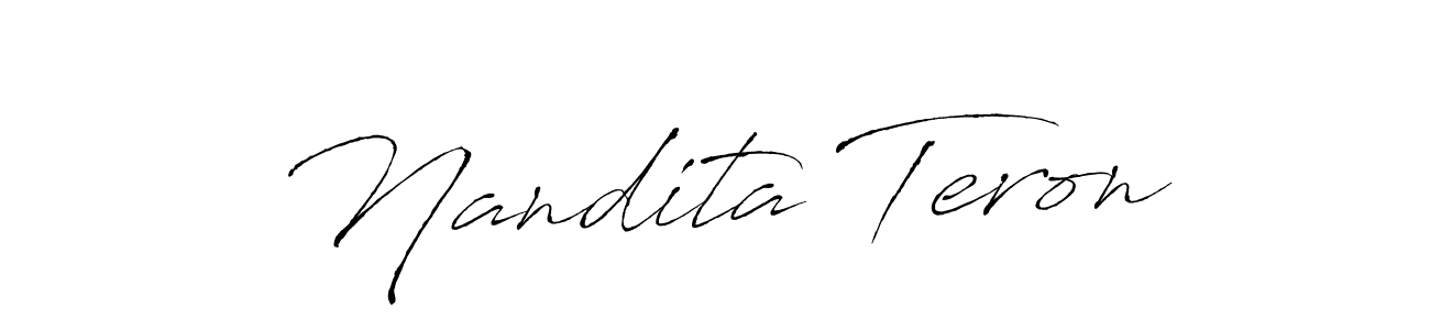 The best way (Antro_Vectra) to make a short signature is to pick only two or three words in your name. The name Nandita Teron include a total of six letters. For converting this name. Nandita Teron signature style 6 images and pictures png