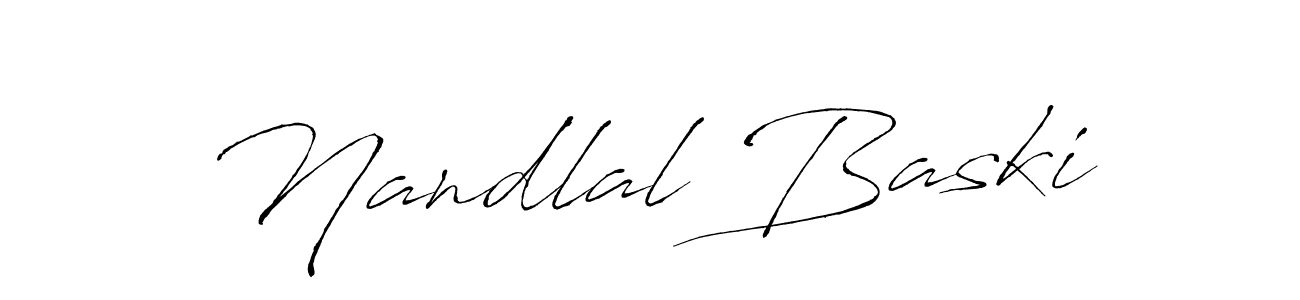 The best way (Antro_Vectra) to make a short signature is to pick only two or three words in your name. The name Nandlal Baski include a total of six letters. For converting this name. Nandlal Baski signature style 6 images and pictures png