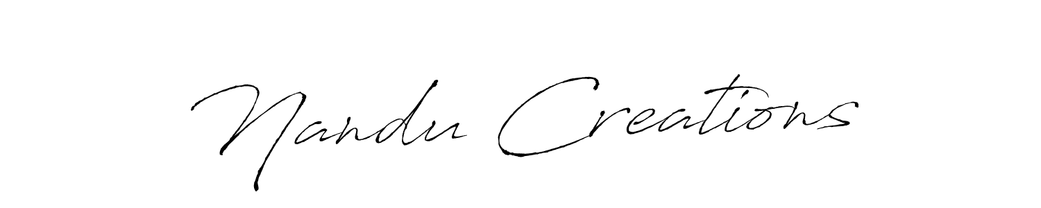 How to make Nandu Creations name signature. Use Antro_Vectra style for creating short signs online. This is the latest handwritten sign. Nandu Creations signature style 6 images and pictures png
