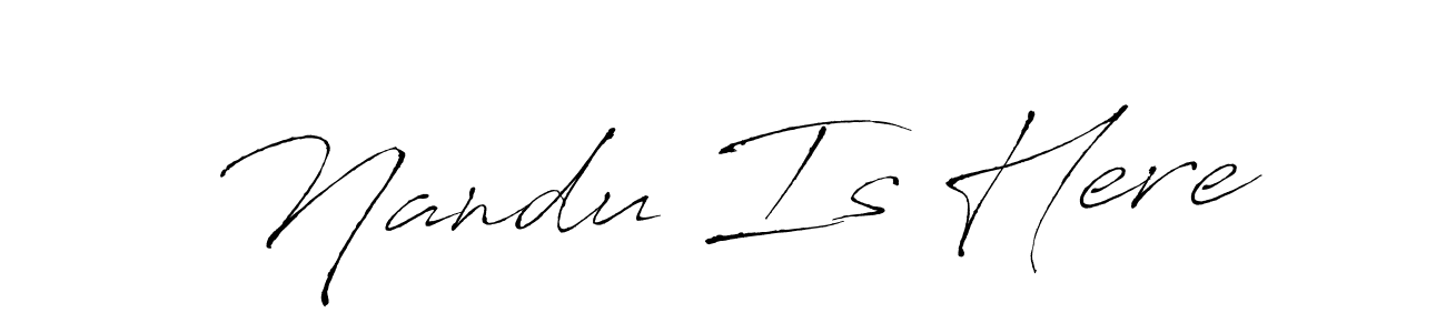 Nandu Is Here stylish signature style. Best Handwritten Sign (Antro_Vectra) for my name. Handwritten Signature Collection Ideas for my name Nandu Is Here. Nandu Is Here signature style 6 images and pictures png