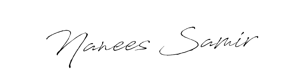 This is the best signature style for the Nanees Samir name. Also you like these signature font (Antro_Vectra). Mix name signature. Nanees Samir signature style 6 images and pictures png