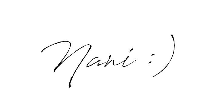 Make a beautiful signature design for name Nani :). With this signature (Antro_Vectra) style, you can create a handwritten signature for free. Nani :) signature style 6 images and pictures png