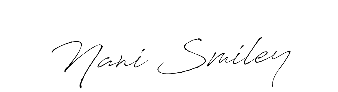 The best way (Antro_Vectra) to make a short signature is to pick only two or three words in your name. The name Nani Smiley include a total of six letters. For converting this name. Nani Smiley signature style 6 images and pictures png