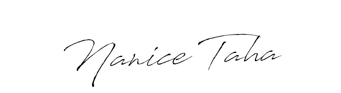 if you are searching for the best signature style for your name Nanice Taha. so please give up your signature search. here we have designed multiple signature styles  using Antro_Vectra. Nanice Taha signature style 6 images and pictures png