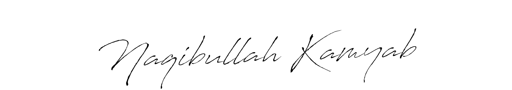 Design your own signature with our free online signature maker. With this signature software, you can create a handwritten (Antro_Vectra) signature for name Naqibullah Kamyab. Naqibullah Kamyab signature style 6 images and pictures png
