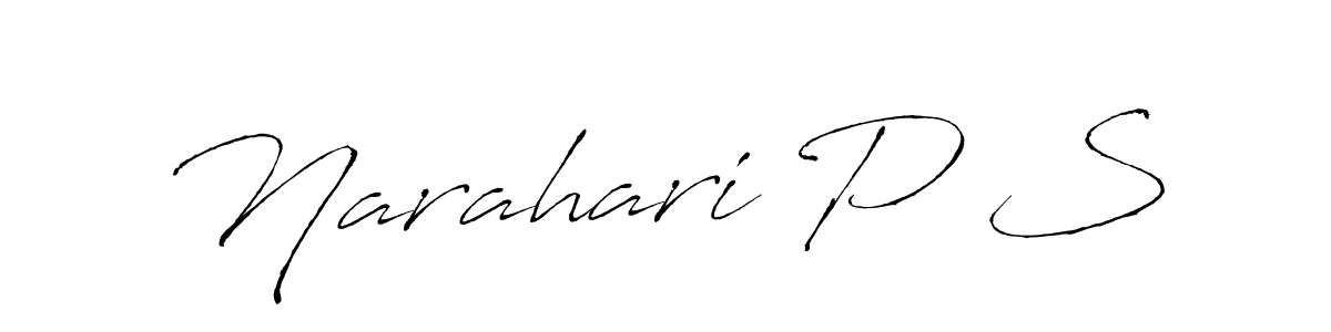 Make a beautiful signature design for name Narahari P S. With this signature (Antro_Vectra) style, you can create a handwritten signature for free. Narahari P S signature style 6 images and pictures png