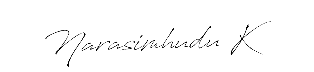 Make a beautiful signature design for name Narasimhudu K. With this signature (Antro_Vectra) style, you can create a handwritten signature for free. Narasimhudu K signature style 6 images and pictures png