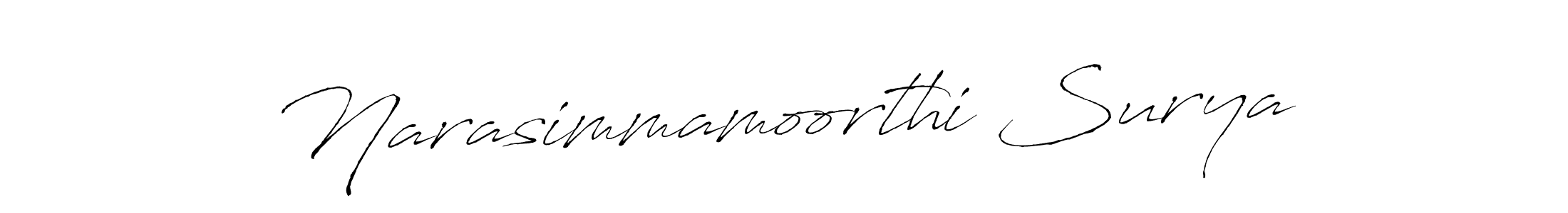 How to make Narasimmamoorthi Surya name signature. Use Antro_Vectra style for creating short signs online. This is the latest handwritten sign. Narasimmamoorthi Surya signature style 6 images and pictures png